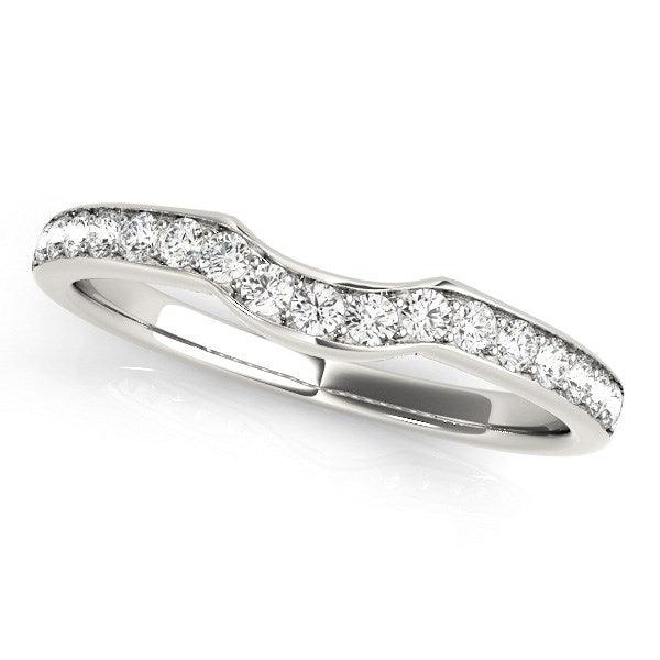 14k White Gold Curved Style Diamond Wedding Ring (1/4 cttw) - Ellie Belle