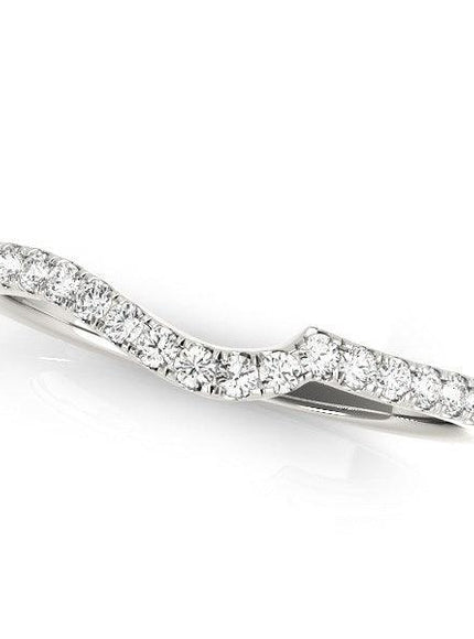 14k White Gold Curved Style Pave Diamond Wedding Ring (1/6 cttw) - Ellie Belle