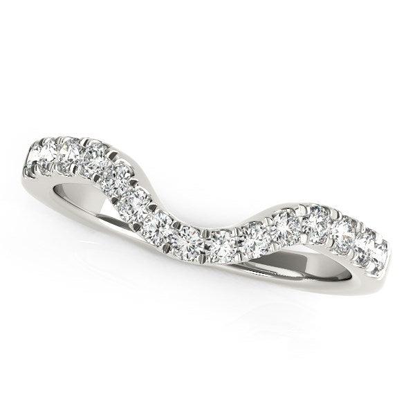 14k White Gold Curved Style Wedding Ring with Diamonds (1/3 cttw) - Ellie Belle