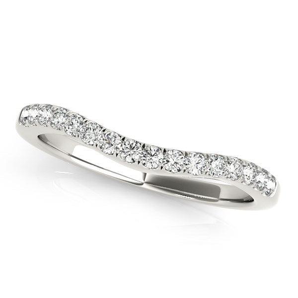 14k White Gold Curvy Style Pave Set Diamond Wedding Band (1/5 cttw) - Ellie Belle