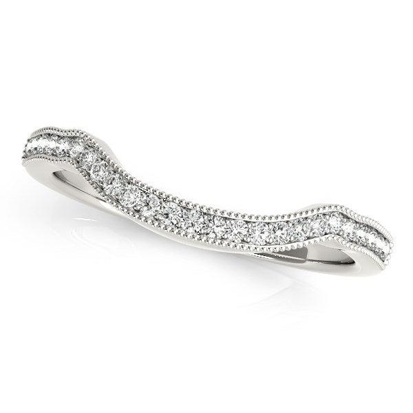 14k White Gold Curvy Style Pave Set Diamond Wedding Band (1/6 cttw) - Ellie Belle