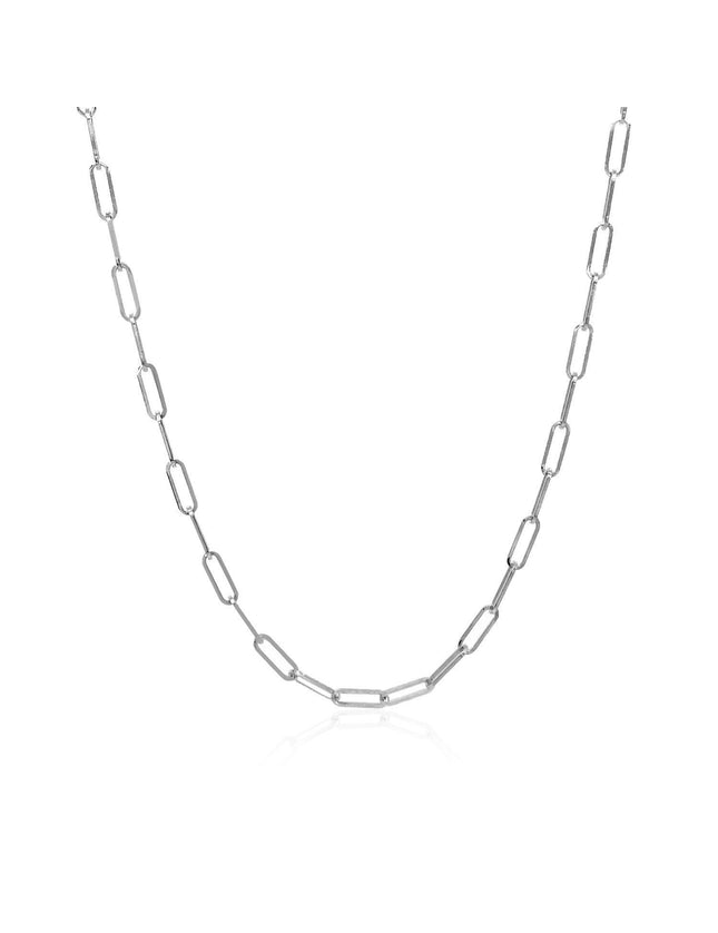 14K White Gold Delicate Paperclip Chain (2.1mm) - Ellie Belle