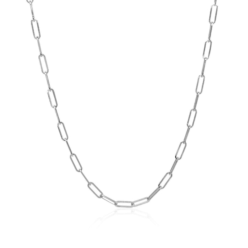 14K White Gold Delicate Paperclip Chain (2.1mm) - Ellie Belle