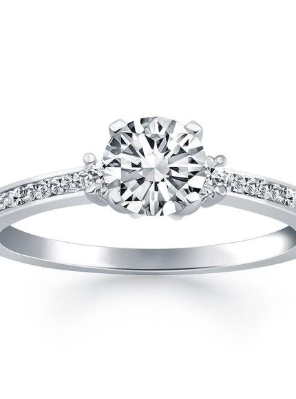 14k White Gold Diamond Accent Engagement Ring - Ellie Belle