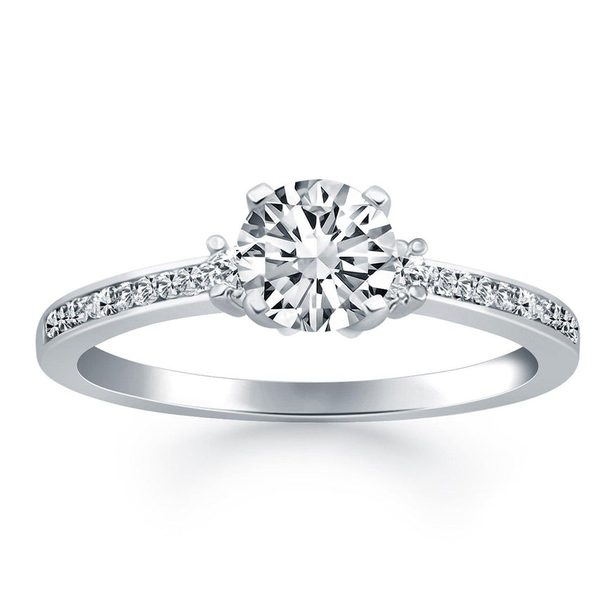 14k White Gold Diamond Accent Engagement Ring - Ellie Belle