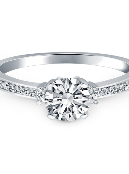 14k White Gold Diamond Accent Engagement Ring - Ellie Belle