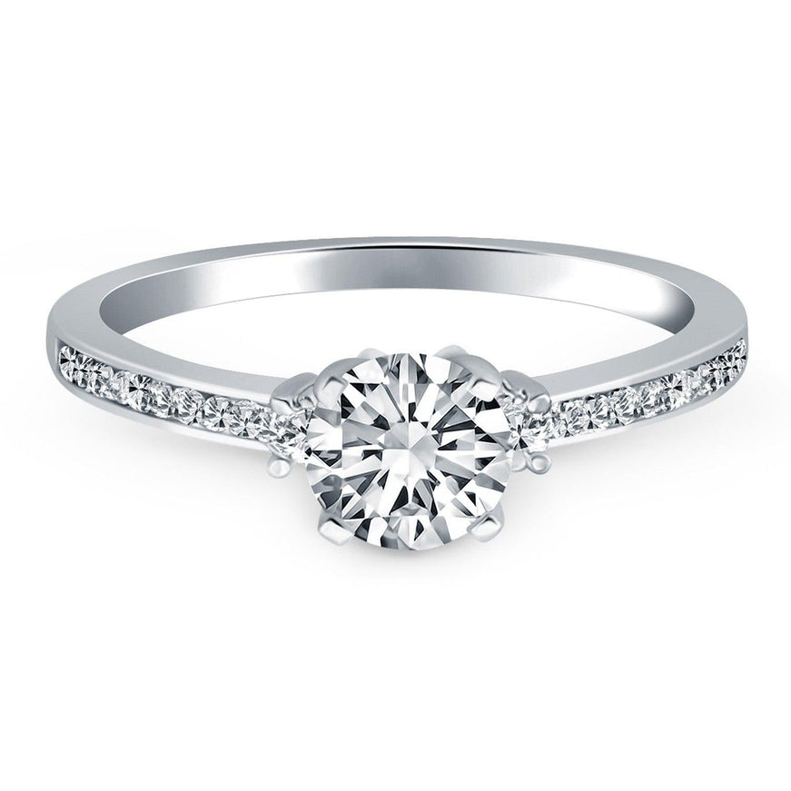 14k White Gold Diamond Accent Engagement Ring - Ellie Belle