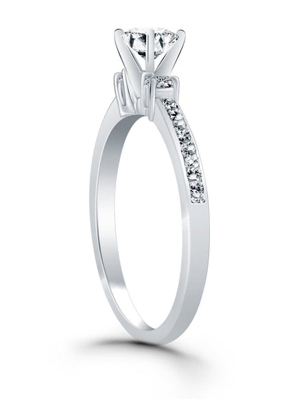 14k White Gold Diamond Accent Engagement Ring - Ellie Belle