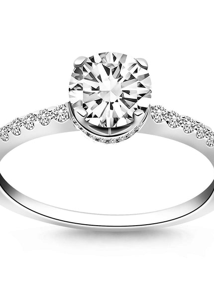 14k White Gold Diamond Collar Engagement Ring - Ellie Belle