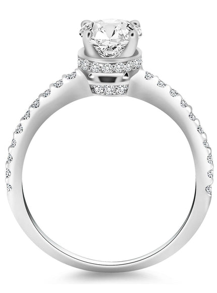 14k White Gold Diamond Collar Engagement Ring - Ellie Belle