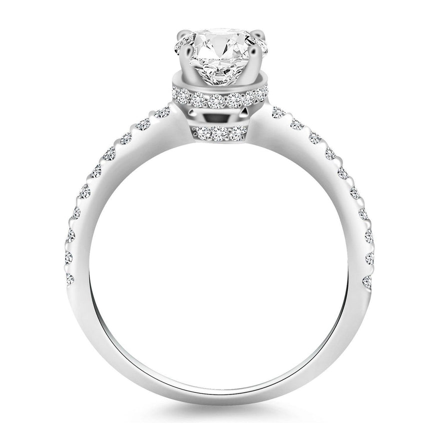 14k White Gold Diamond Collar Engagement Ring - Ellie Belle