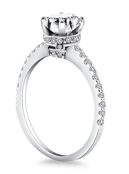 14k White Gold Diamond Collar Engagement Ring - Ellie Belle