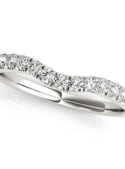 14k White Gold Diamond Curved Design Wedding Band (1/4 cttw) - Ellie Belle