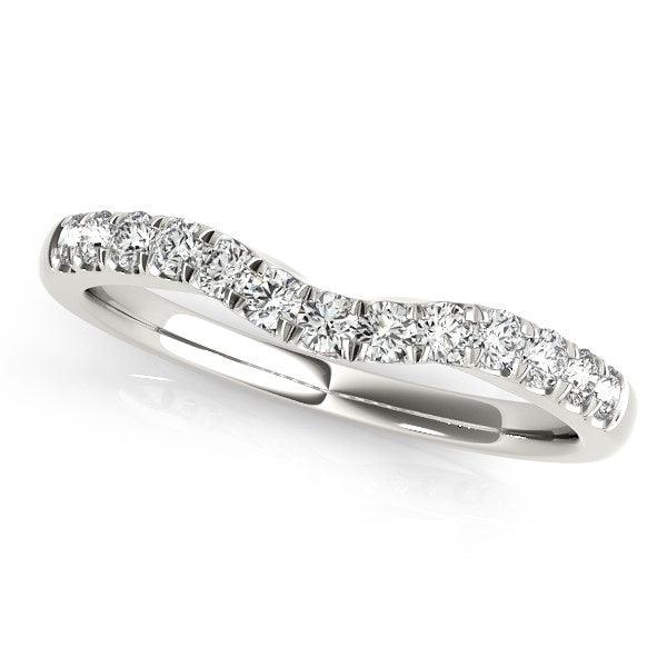 14k White Gold Diamond Curved Design Wedding Band (1/4 cttw) - Ellie Belle