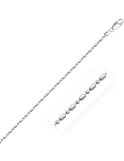 14k White Gold Diamond-Cut Alternating Bead Chain 1.2mm - Ellie Belle