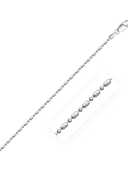 14k White Gold Diamond-Cut Alternating Bead Chain 1.2mm - Ellie Belle