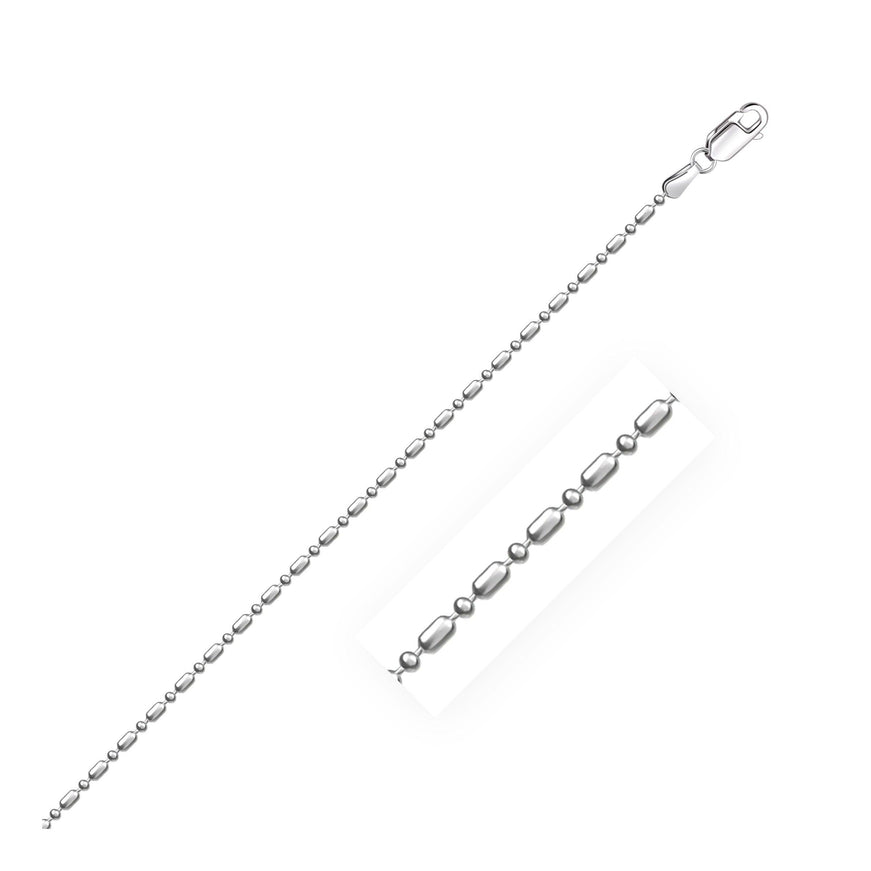 14k White Gold Diamond-Cut Alternating Bead Chain 1.2mm - Ellie Belle