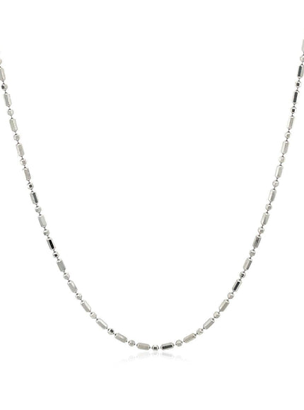 14k White Gold Diamond-Cut Alternating Bead Chain 1.2mm - Ellie Belle