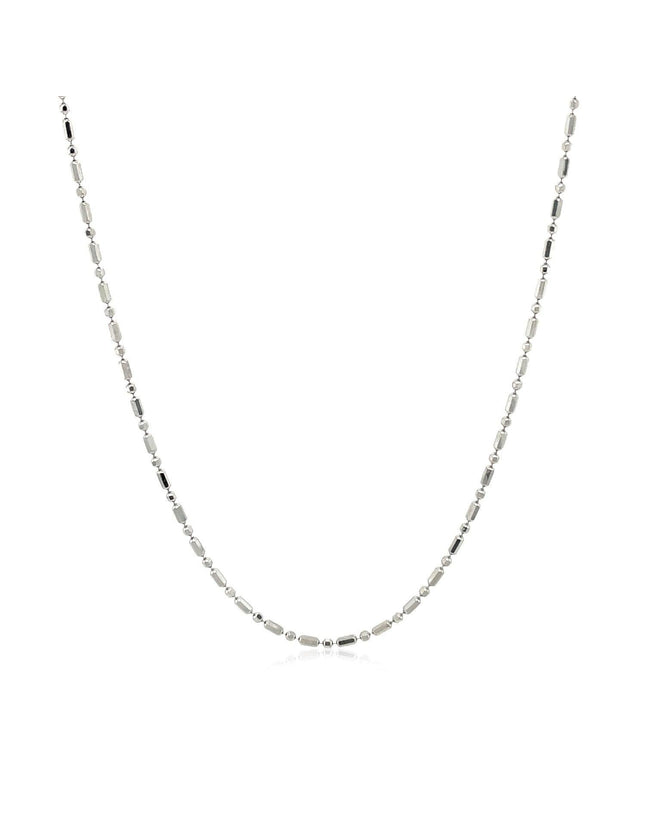 14k White Gold Diamond-Cut Alternating Bead Chain 1.2mm - Ellie Belle