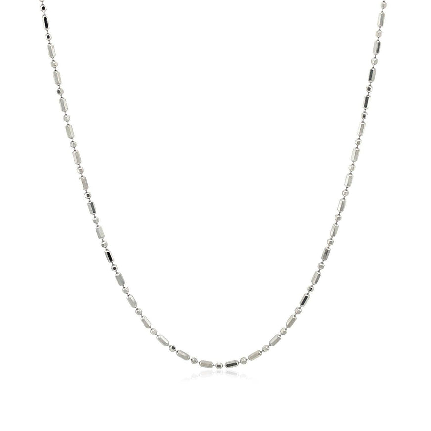 14k White Gold Diamond-Cut Alternating Bead Chain 1.2mm - Ellie Belle