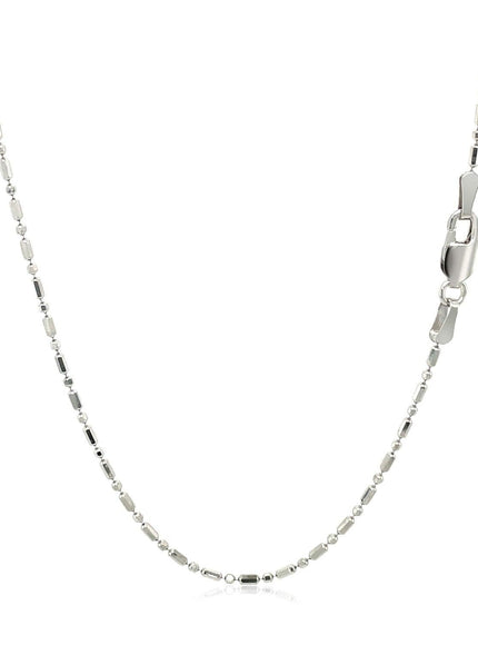 14k White Gold Diamond-Cut Alternating Bead Chain 1.2mm - Ellie Belle