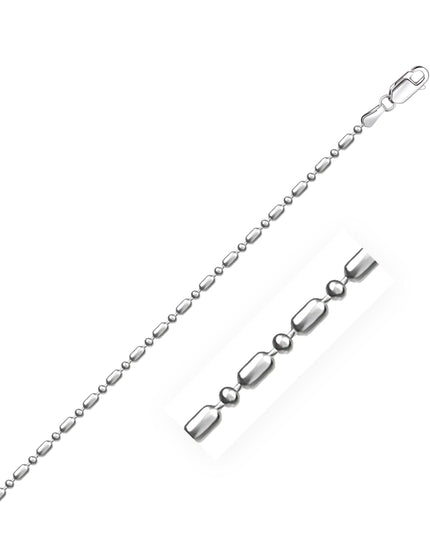 14k White Gold Diamond-Cut Alternating Bead Chain 1.5mm - Ellie Belle