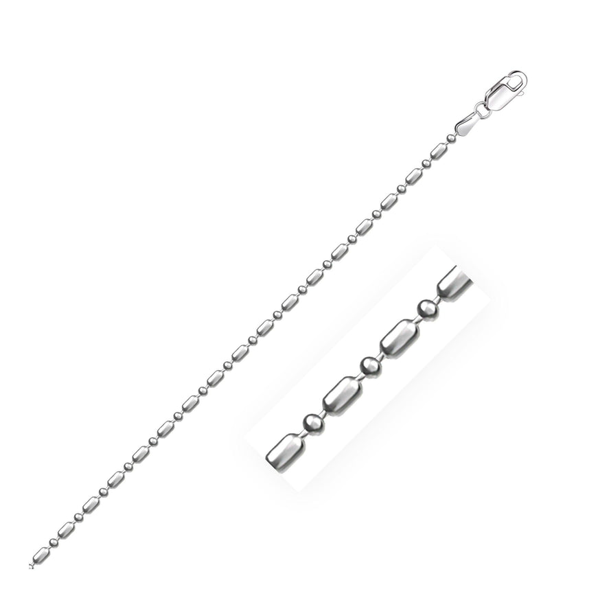 14k White Gold Diamond-Cut Alternating Bead Chain 1.5mm - Ellie Belle