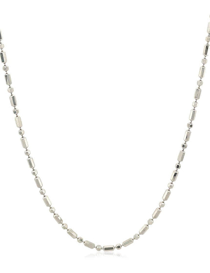 14k White Gold Diamond-Cut Alternating Bead Chain 1.5mm - Ellie Belle