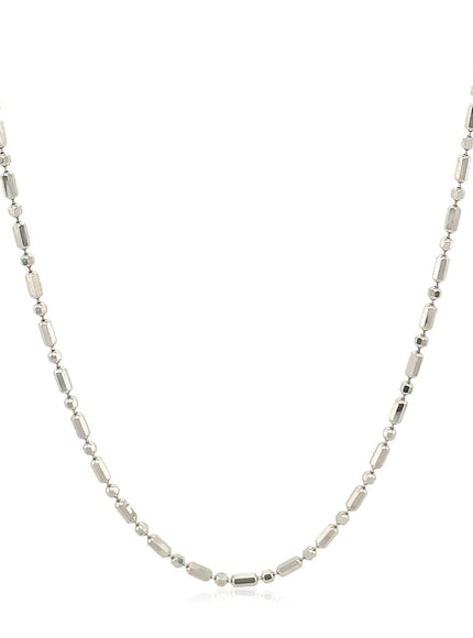 14k White Gold Diamond-Cut Alternating Bead Chain 1.5mm - Ellie Belle