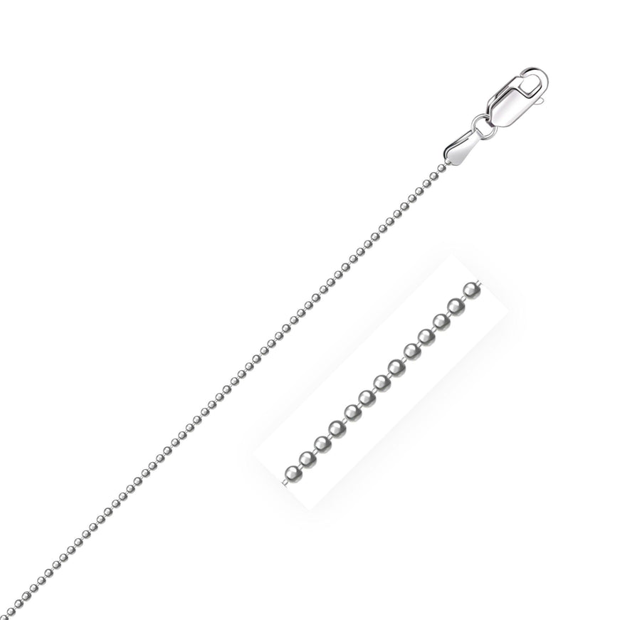 14k White Gold Diamond-Cut Bead Chain 1.2mm - Ellie Belle