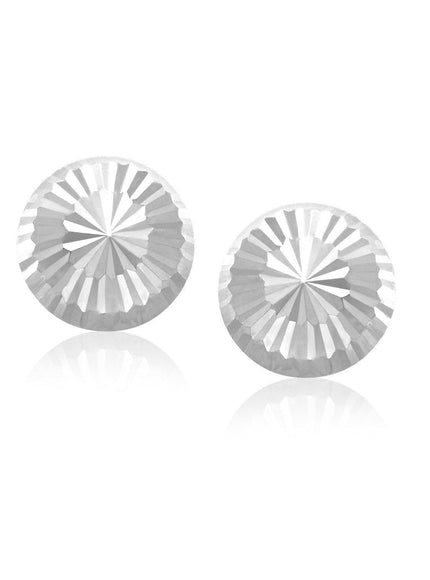 14k White Gold Diamond Cut Flat Design Stud Earrings - Ellie Belle