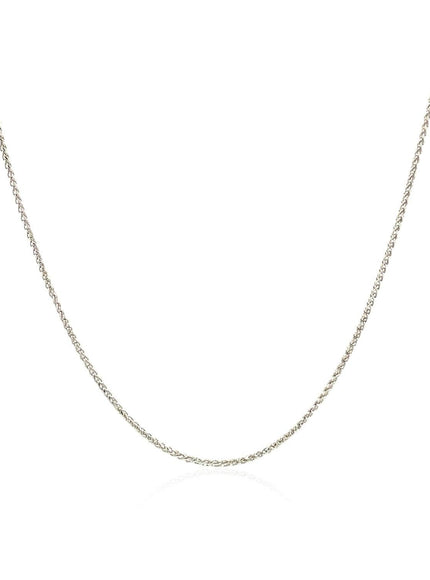 14k White Gold Diamond Cut Round Wheat Chain 0.6mm - Ellie Belle