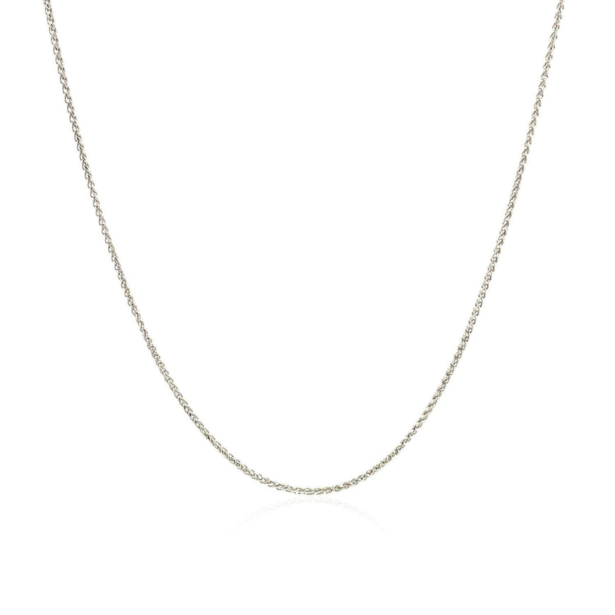 14k White Gold Diamond Cut Round Wheat Chain 0.6mm - Ellie Belle