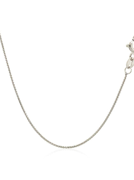 14k White Gold Diamond Cut Round Wheat Chain 0.6mm - Ellie Belle