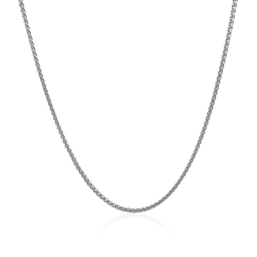 14k White Gold Diamond Cut Round Wheat Chain 1.2mm - Ellie Belle