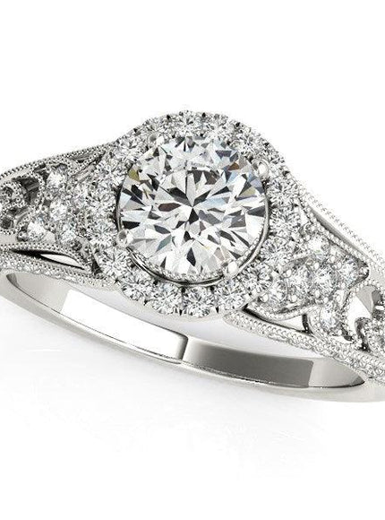 14k White Gold Diamond Engagement Ring with Baroque Shank Design (1 1/8 cttw) - Ellie Belle