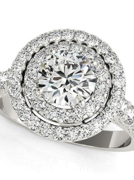 14k White Gold Diamond Engagement Ring with Double Pave Halo (2 5/8 cttw) - Ellie Belle