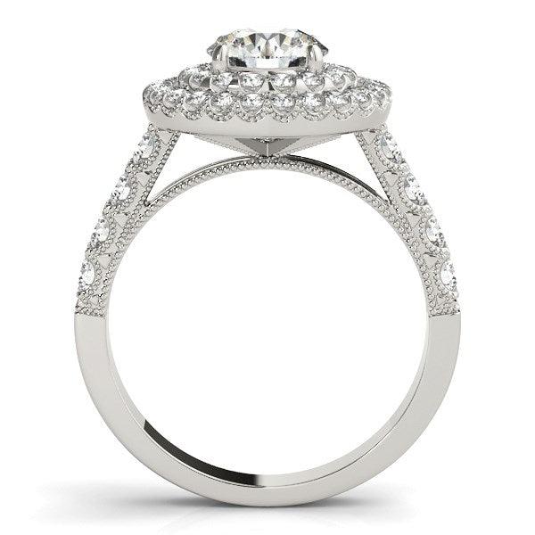 14k White Gold Diamond Engagement Ring with Double Pave Halo (2 5/8 cttw) - Ellie Belle