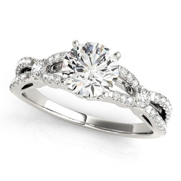 14k White Gold Diamond Engagement Ring with Multirow Split Shank (1 1/4 cttw) - Ellie Belle