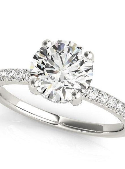 14k White Gold Diamond Engagement Ring with Scalloped Row Band (2 1/4 cttw) - Ellie Belle