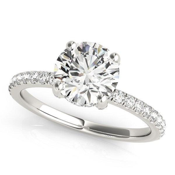 14k White Gold Diamond Engagement Ring with Scalloped Row Band (2 1/4 cttw) - Ellie Belle