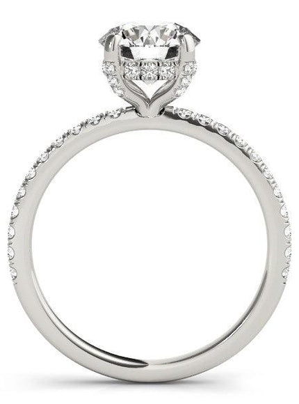 14k White Gold Diamond Engagement Ring with Scalloped Row Band (2 1/4 cttw) - Ellie Belle