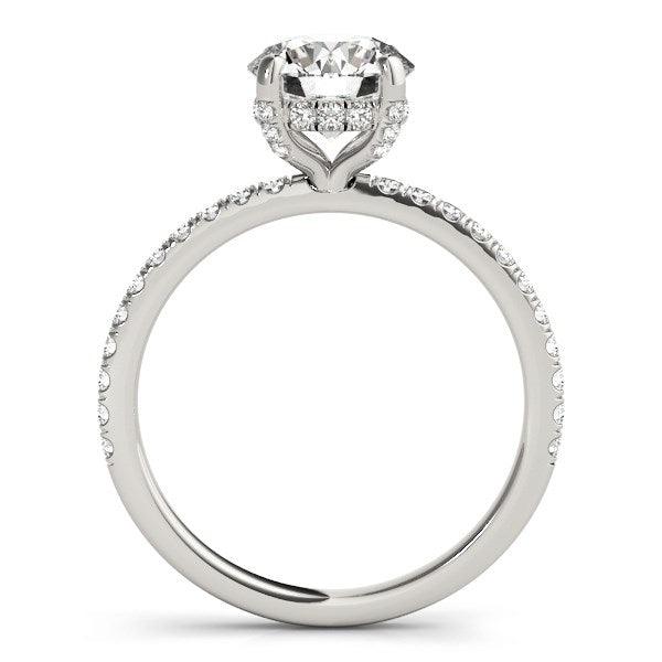 14k White Gold Diamond Engagement Ring with Scalloped Row Band (2 1/4 cttw) - Ellie Belle