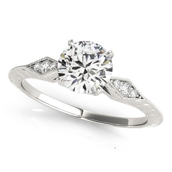 14k White Gold Diamond Engagement Ring with Side Clusters (1 1/8 cttw) - Ellie Belle