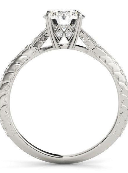 14k White Gold Diamond Engagement Ring with Side Clusters (1 1/8 cttw) - Ellie Belle