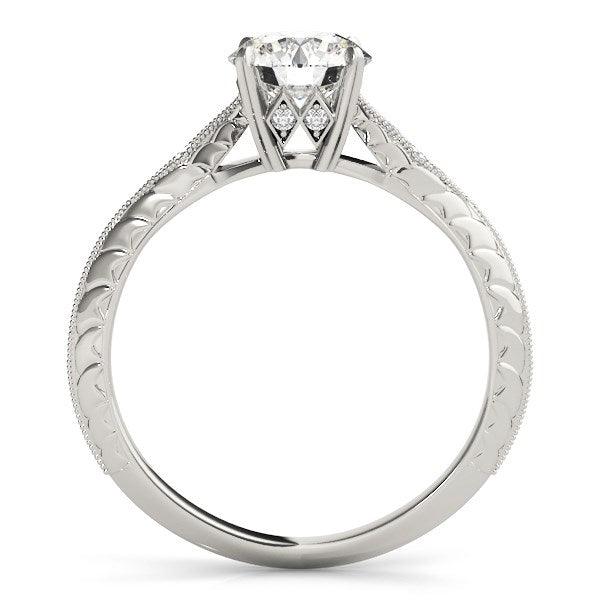 14k White Gold Diamond Engagement Ring with Side Clusters (1 1/8 cttw) - Ellie Belle