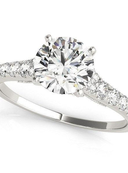14k White Gold Diamond Engagement Ring With Single Row Band (1 3/4 cttw) - Ellie Belle