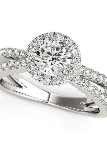 14k White Gold Diamond Engagement Ring with Split Shank Design (1 1/2 cttw) - Ellie Belle