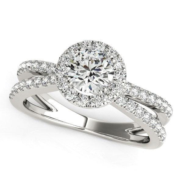 14k White Gold Diamond Engagement Ring with Split Shank Design (1 1/2 cttw) - Ellie Belle