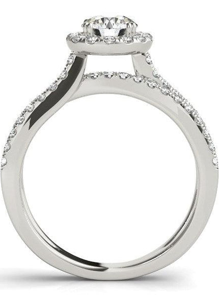 14k White Gold Diamond Engagement Ring with Split Shank Design (1 1/2 cttw) - Ellie Belle